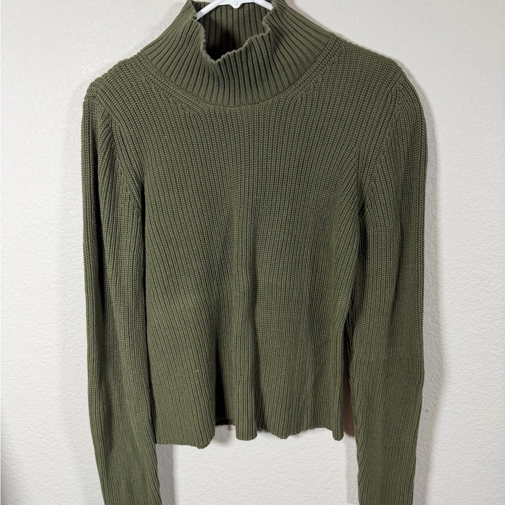 EUC French Connection Green Khaki Turtleneck Sweater, XL
